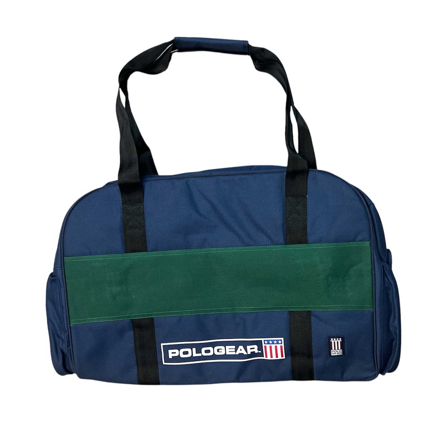 Navy and Hunter duffel Team bag club with Black stripe and PoloGear logo.
