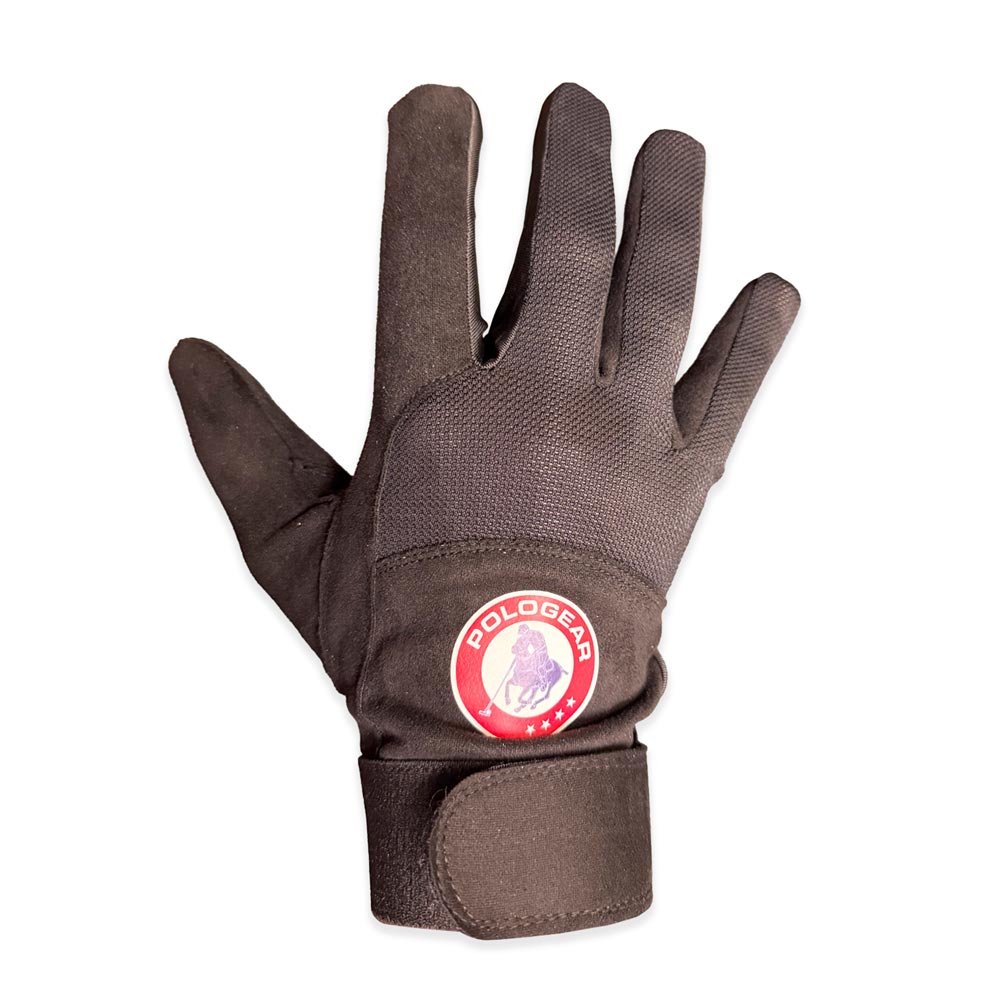 Black Polo glove with pologear brand logo on a white background