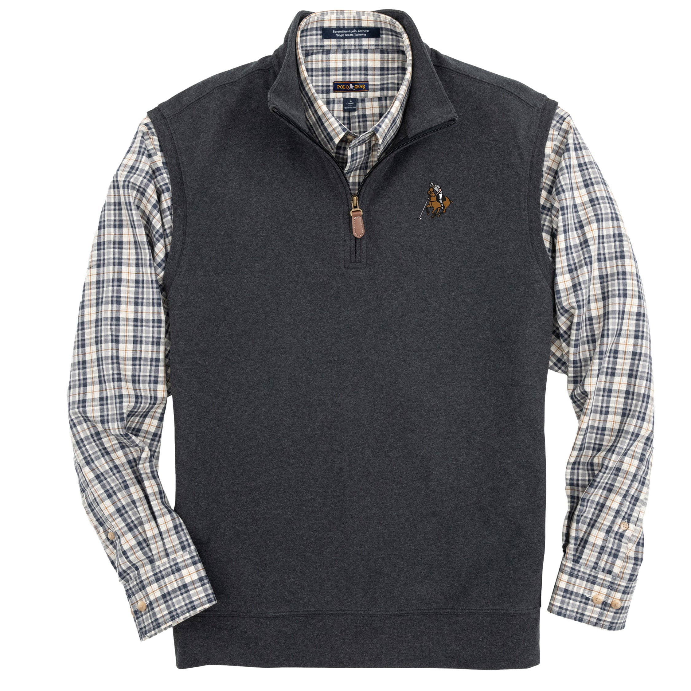 Polo Casual Quarter Zip Vest Charcoal