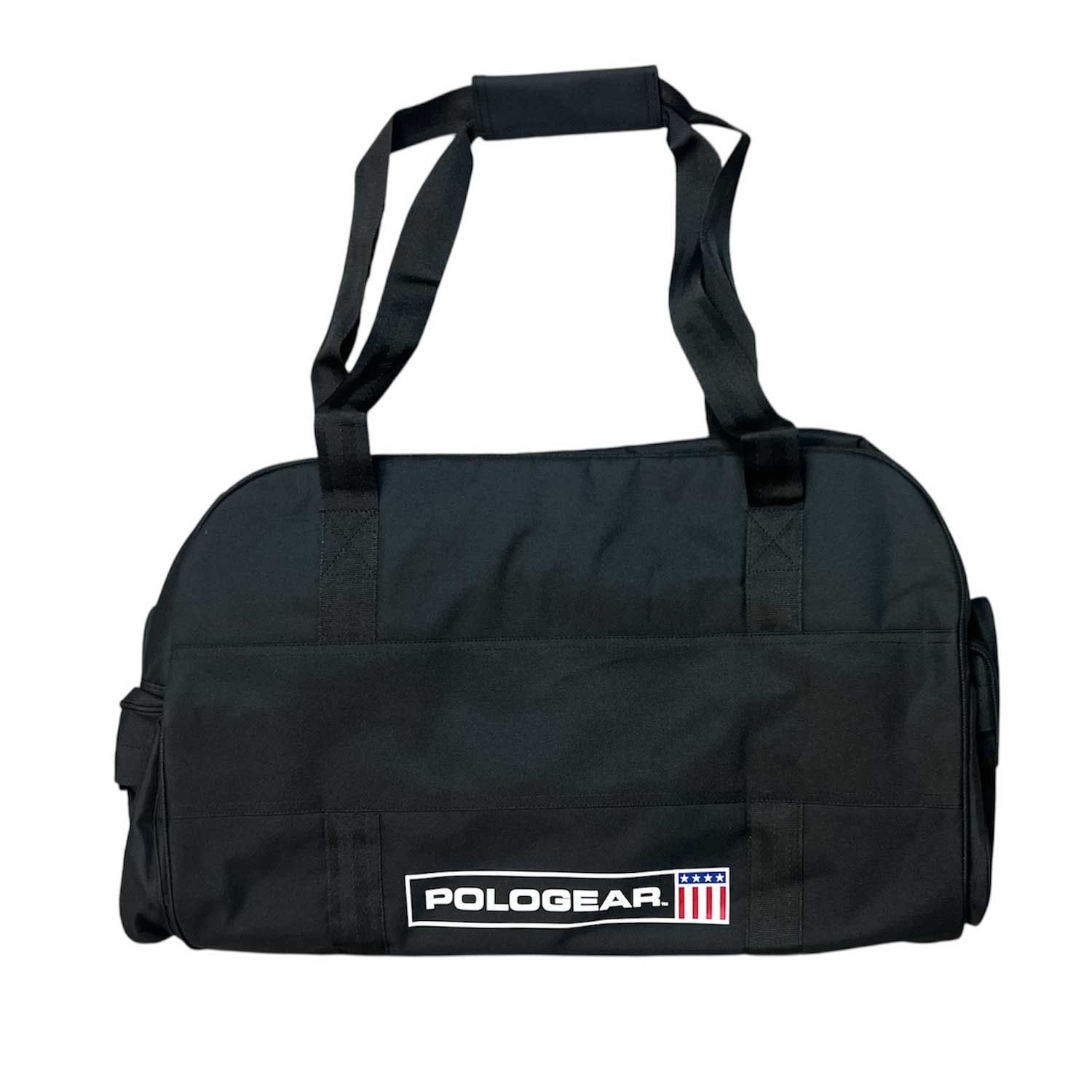 Black duffel Team bag club with Black stripe and PoloGear logo.