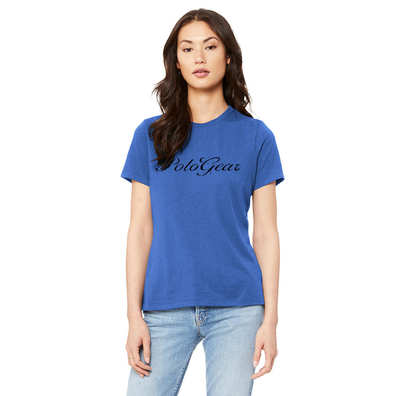 Ladies Polo T Shirt-Relaxed Fit Script Logo
