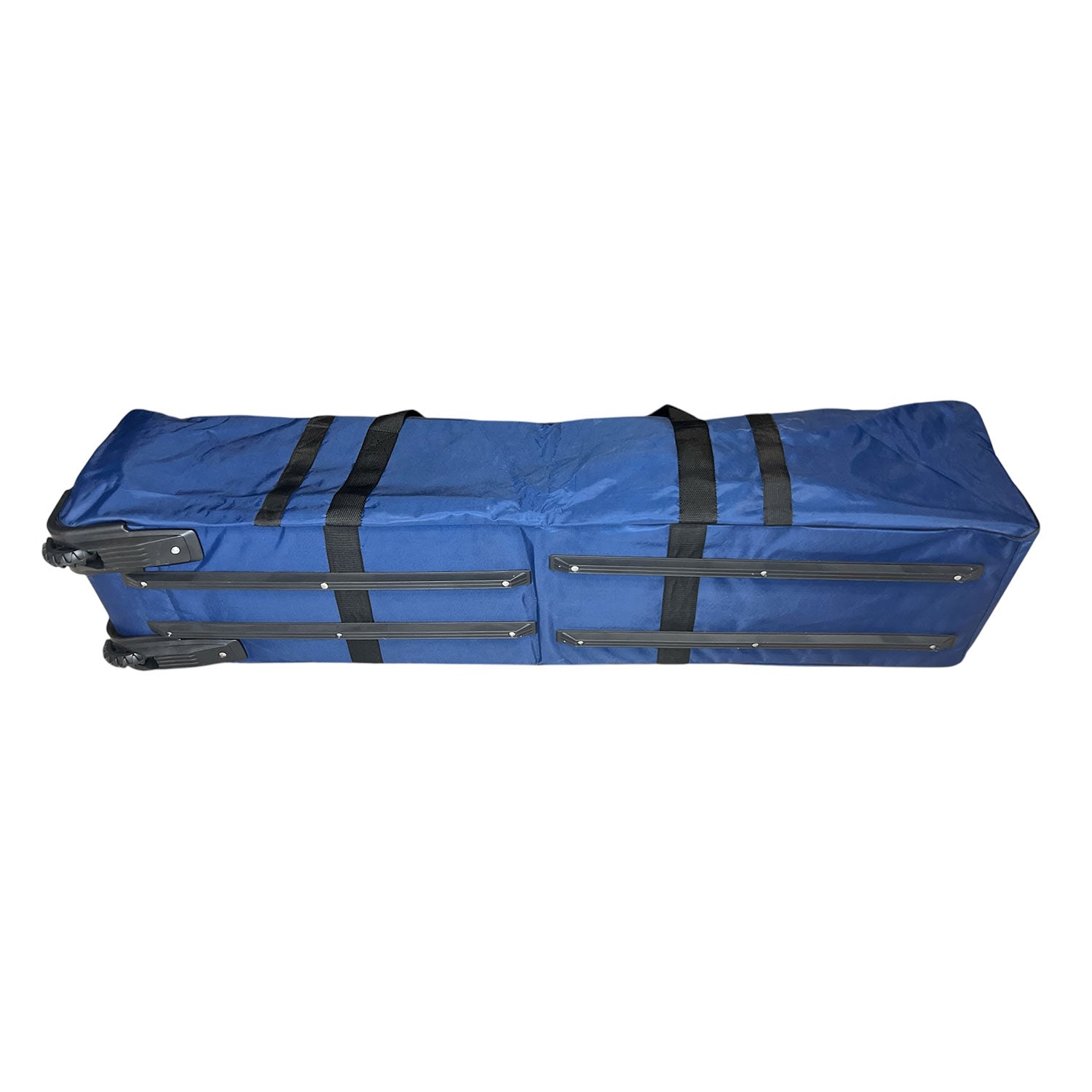 Navy duffel polo mallet bag with black straps 