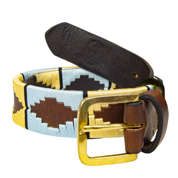 Polo Belt-Pampas Brown Sky Blue Yellow