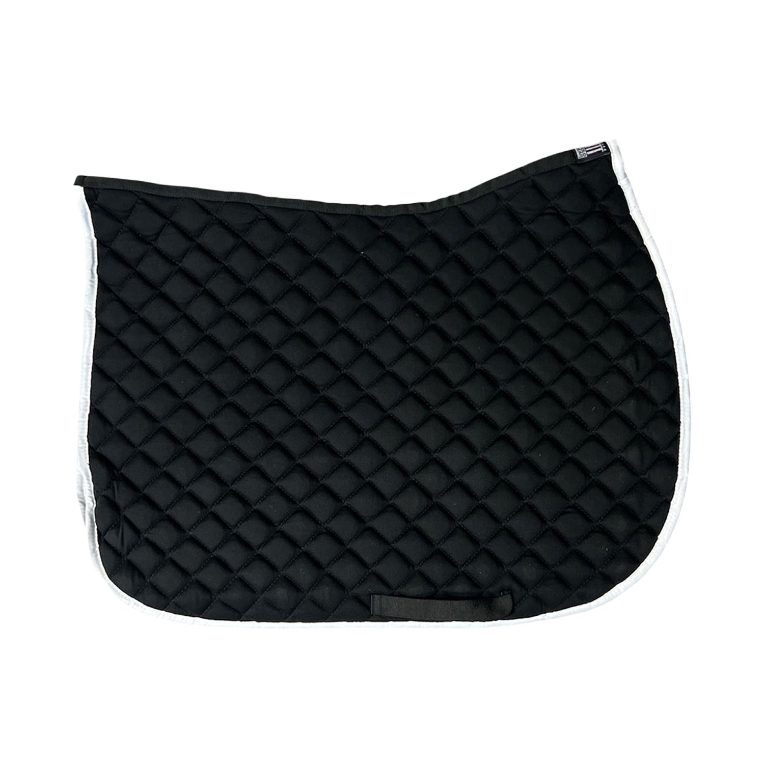 Black quilted saddle pad with white trim Deluxe Model