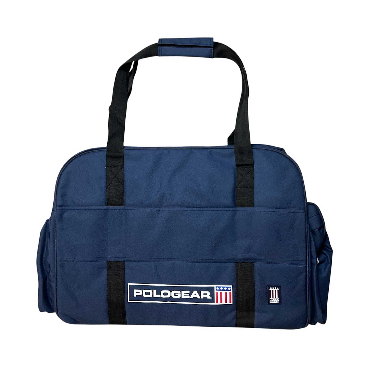 Navy duffel Team bag club with Black stripe and PoloGear logo.