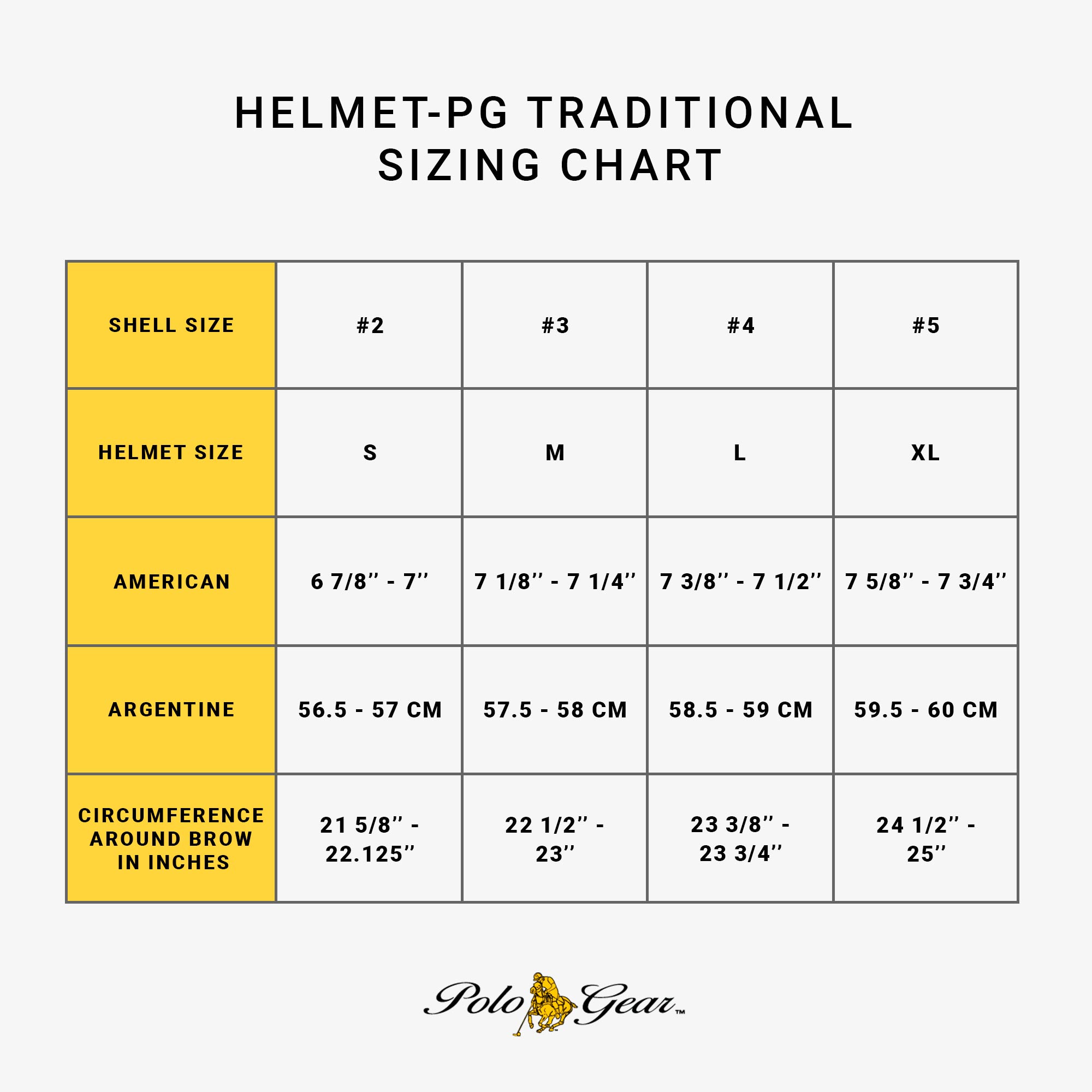 Polo Helmet Sizing Chart